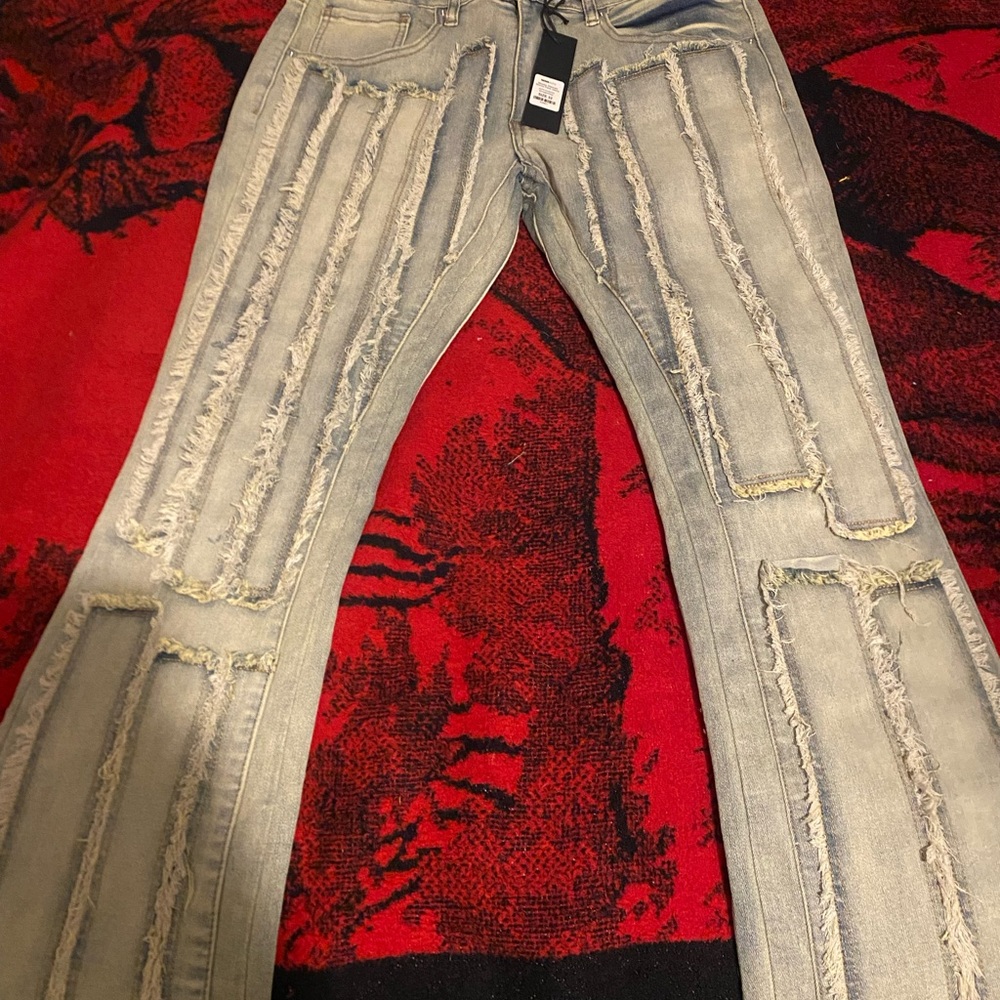 Fashion Nova Blue Skinny Jeans with Distressed Design